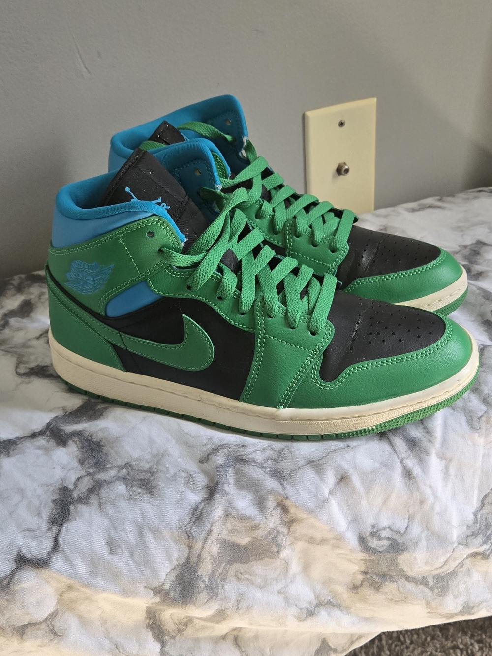 Nike Air Jordan Mid Green, Black & Teal Men's Sneakers
